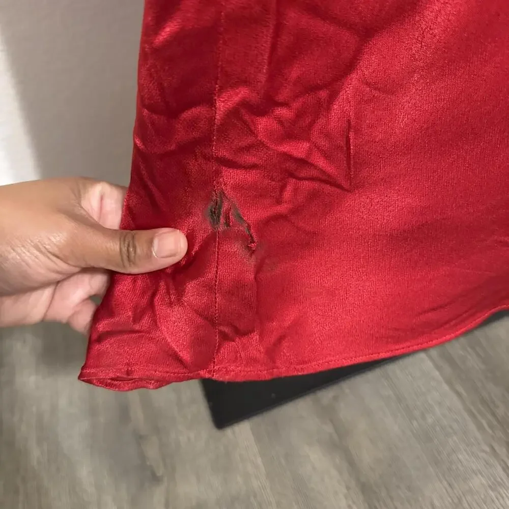 $340 Shona Joy High Neck Red Satin Tatum Cowl Drape Open Back Maxi Dress- US 12 - Picture 12 of 12